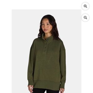 Time and Tru Women's Mock Neck Sweatshirt with Button Placket